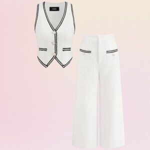 NWT Cider Tweed Vest + Pants Set – White & Black (S + M)